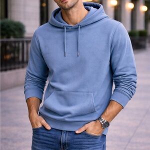Men's Casual Blue Hoodie, Scandinavian Design